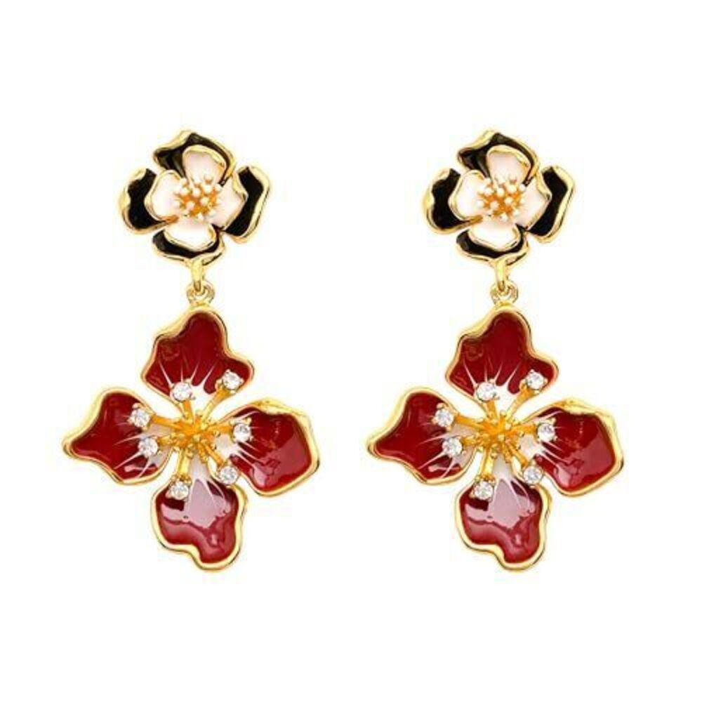 7309 Vintage Medieval Floral Earrings with Small Flower Drop and Statement